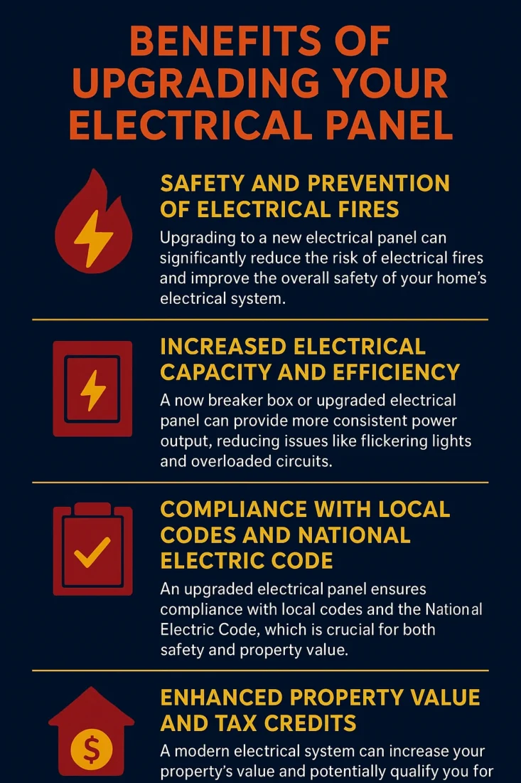 Infographic explaining the benefits of upgrading electrical panels.